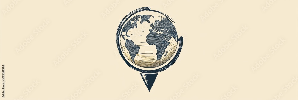 Leinwandbilder a minimalist globe illustrates a highlighted destination with a location pin, emphasizing travel and