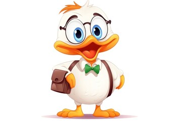 Obraz premium Duck character teacher concept cartoon animal bird.