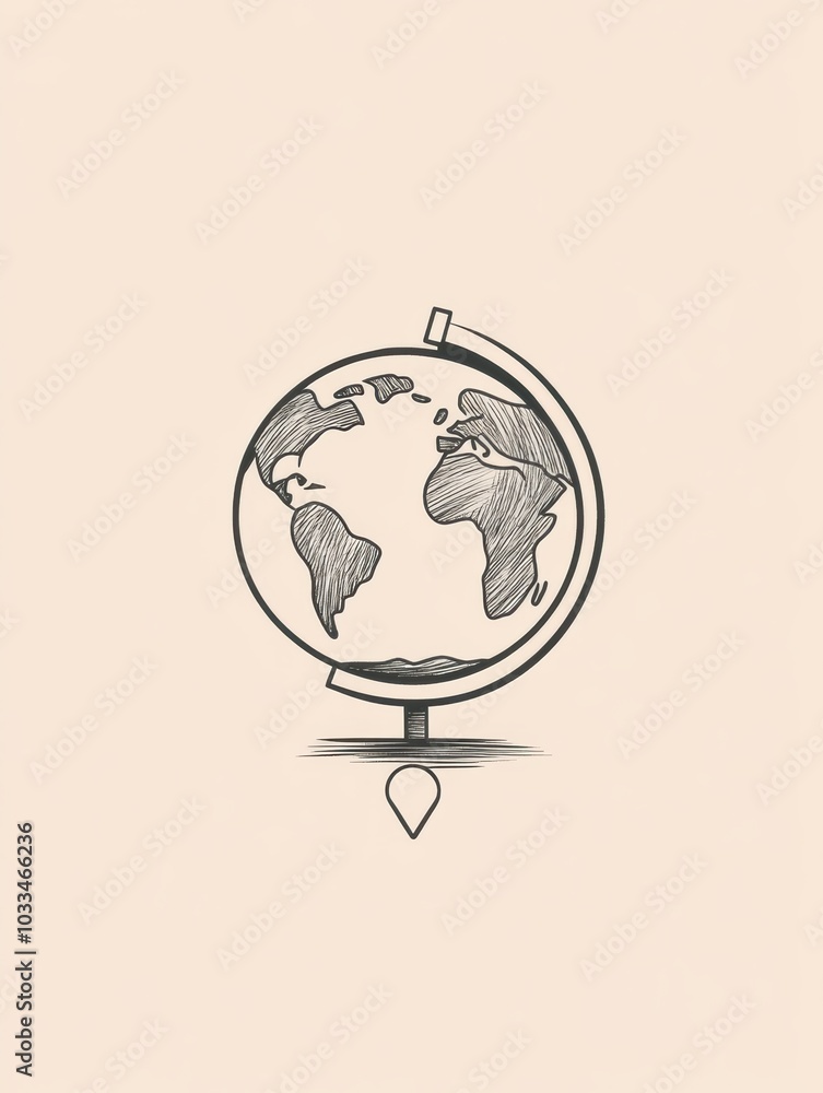 Aufkleber this globe illustration features a single location pin, emphasizing a specific destination for poten