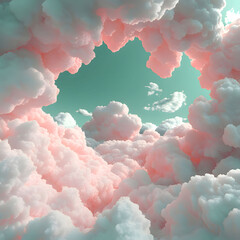 a blue sky seen through pink clouds. Generative AI