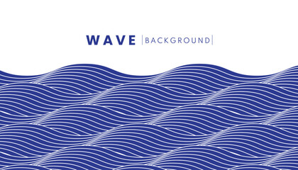 Abstract blue wave background with flowing patterns and textures. Concept a dynamic and serene ocean-inspired design. Japanese water art concept.
