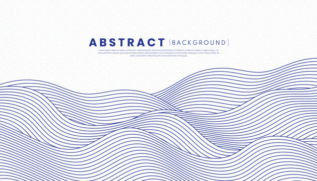 Abstract blue wave background with flowing patterns and textures. Japanese water art wallpaper. Concept a dynamic and serene ocean-inspired design.