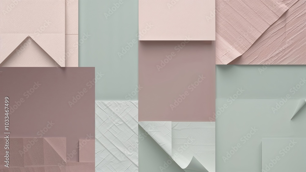 Canvas Prints Abstract geometric background of pink and green paper.