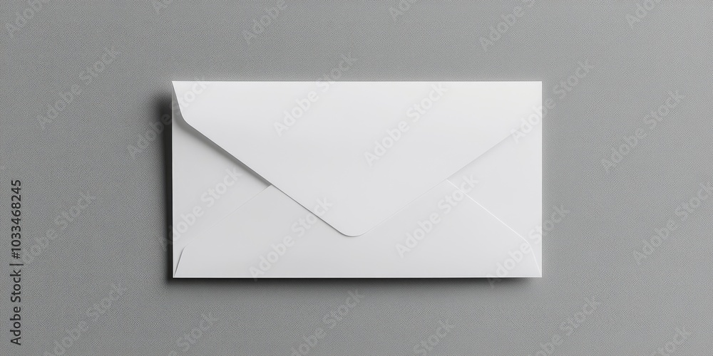 Aufkleber white, blank envelope on a gray background with copyspace.
