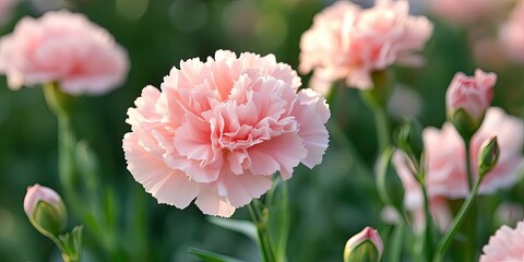 a pale pink carnation in the garden.
