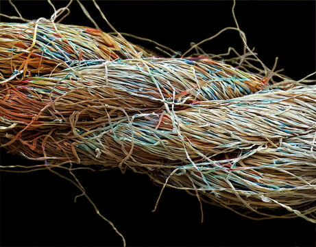 Viscose fibres from a tampon, SEM