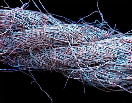 Viscose fibres from a tampon, SEM