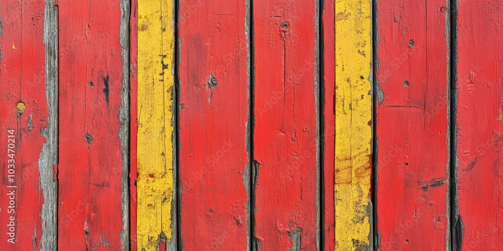 Fototapete close-up of a red background texture featuring a painted rustic wooden panel with vertical lines and