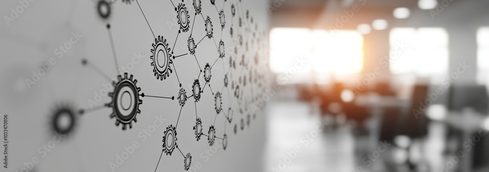 Wall mural Abstract concept of gear icons in engineering manufacturing automation.