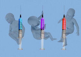 Baby immunisation, conceptual illustration