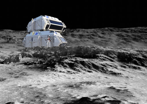 Research centre on Moon, illustration