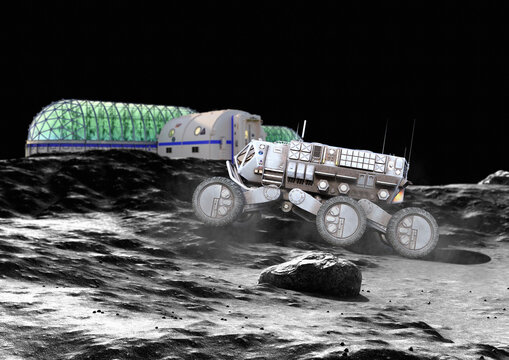 Research base on Moon, illustration