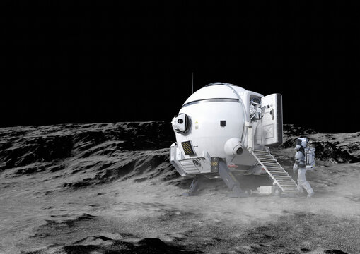 Spacecraft landing on Moon, illustration