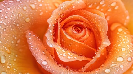 A close-up of an orange rose with water droplets.