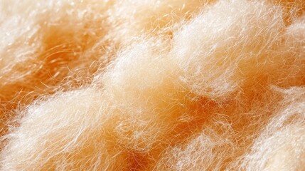 Fototapeta premium A close-up of soft, fluffy fibers in warm tones, showcasing a textured and delicate appearance that resembles cotton or wool.