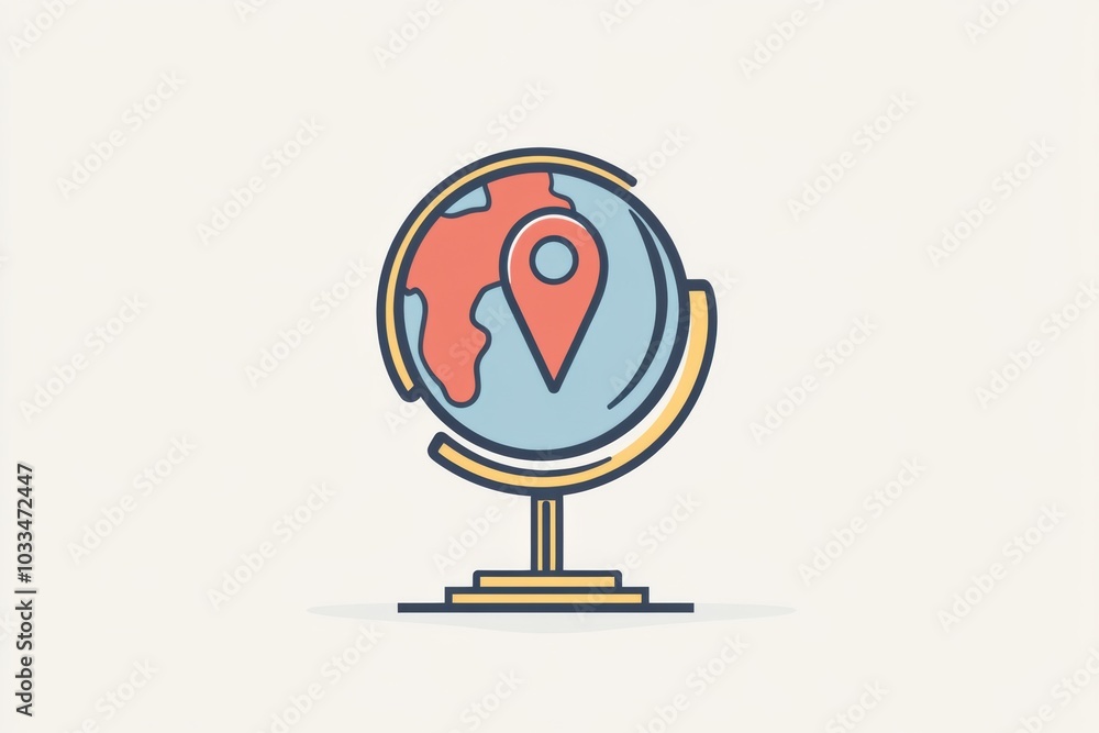 Leinwandbilder a stylish globe showcasing a highlighted destination with a vibrant location pin in a simple, clean 