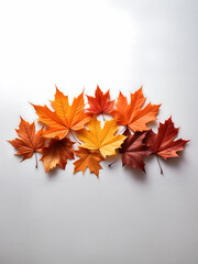 紅葉したランダムに重ねたカエデの葉