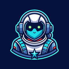 simple line cyber astronaut gaming mascot logo