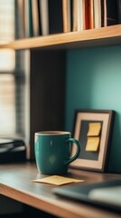 Cozy Home Office Desk Setup with a Cup of Coffee