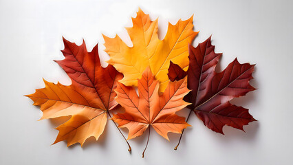 紅葉したランダムに重ねたカエデの葉