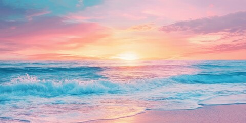 Obraz premium Sea beach with an abstract sunset sky background. Copyspace for summer vacation and travel ideas.