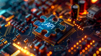 Obraz premium API Integration Concept on Circuit Board