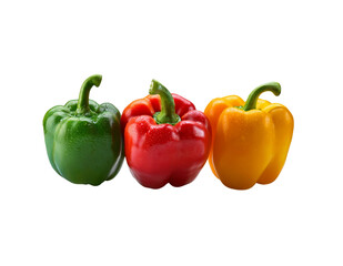 Colorful Mixed Bell Peppers Isolated on Transparent Background