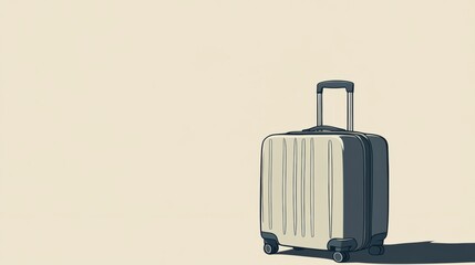 This illustration features a sleek suitcase with a handle, drawn with clean lines, emphasizing a minimalist style and travel themes. Generative AI