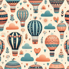 Seamless pattern with air balloons, kids nursery