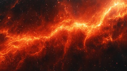 Naklejka premium Abstract Space Nebula Background with Red and Orange Flames