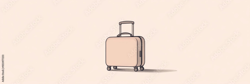 Poster this illustration showcases a simple yet elegant suitcase with a handle and wheels, ideal for travel