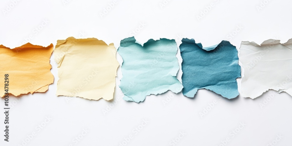 Leinwandbilder a collection of torn paper on a white background with copy space for text.