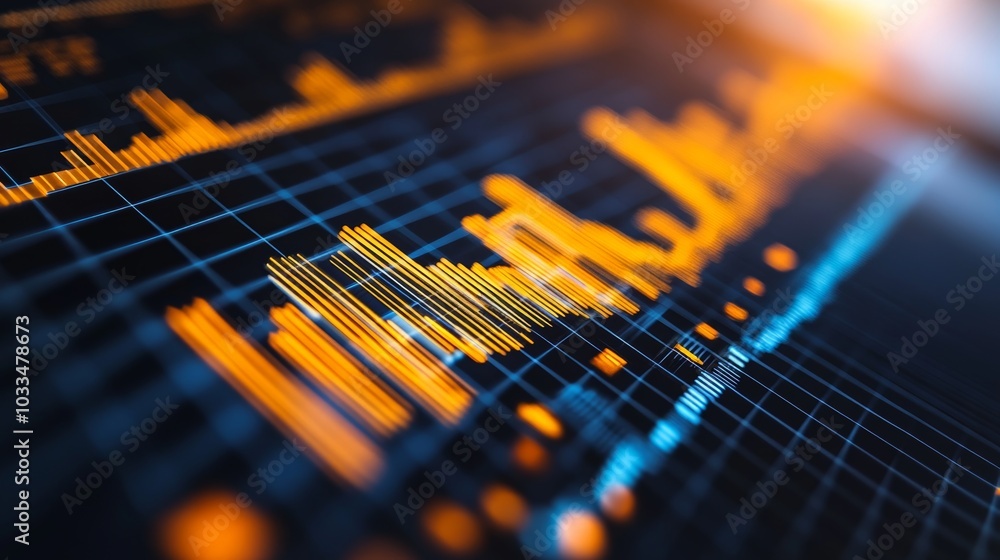 Poster financial data analysis graph chart display on monitor screen