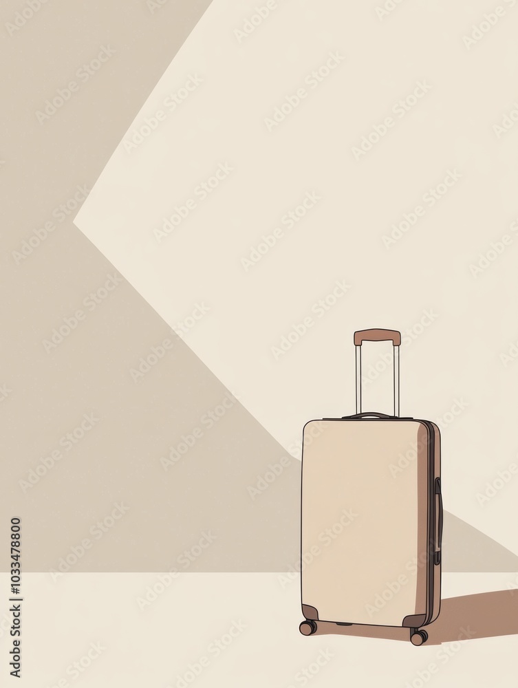 Poster this illustration features a simple and elegant suitcase with a handle, emphasizing minimalist desig