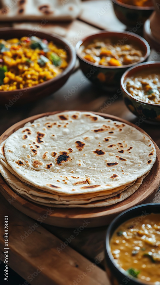 Canvas Prints Cozy Family Dinner Featuring Homemade Indian Cuisine  