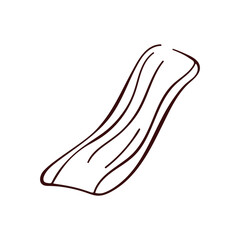 Bacon icon in line art style. Crispy strip of pork design for meat menu restaurant. Isolated on a white background.