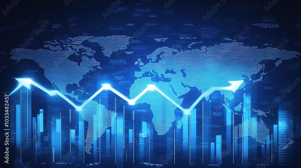 Poster global data visualization with growth arrows