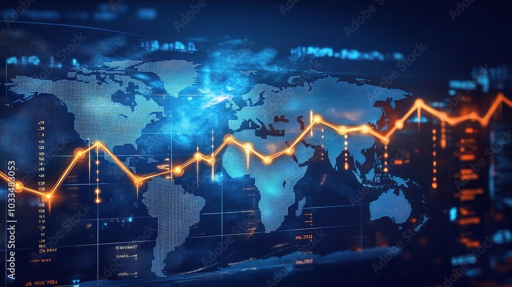Poster global data visualization with trend lines and maps
