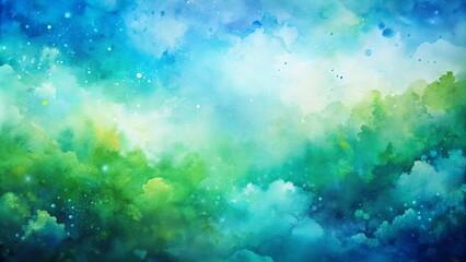Fototapeta premium Abstract Watercolor Sky With Hints of Green and White