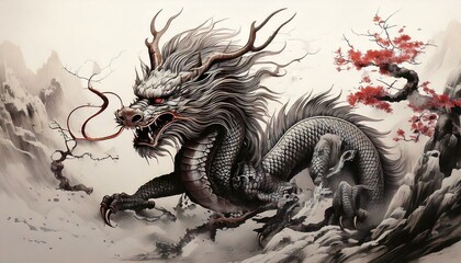 Obraz premium 中国神話に現れる伝説上の動物、麒麟 