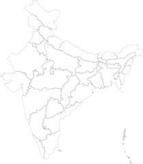 Fototapeta premium Simple Outline Map of India 