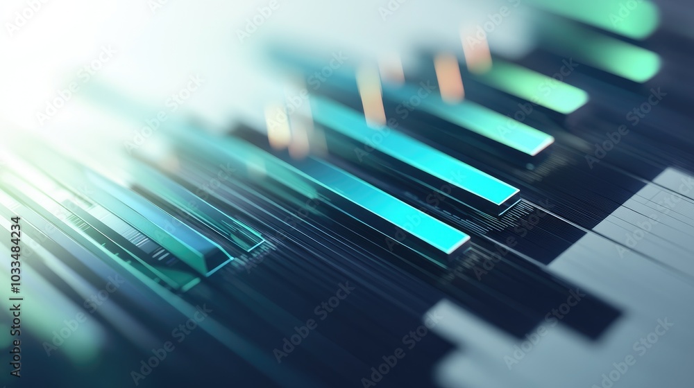 Poster abstract digital visualization with colorful bars