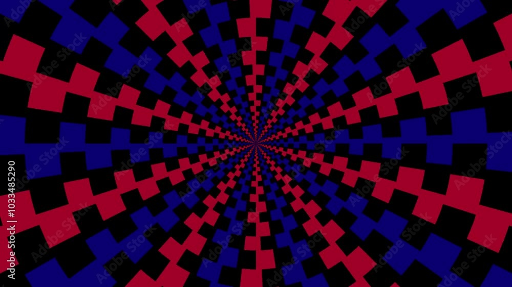 Poster looped background with blue and red moving stripes in the shape of rays. suitable for screensaver in