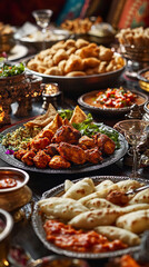Lavish Indian Feast with Samosas and Tandoori Chicken  