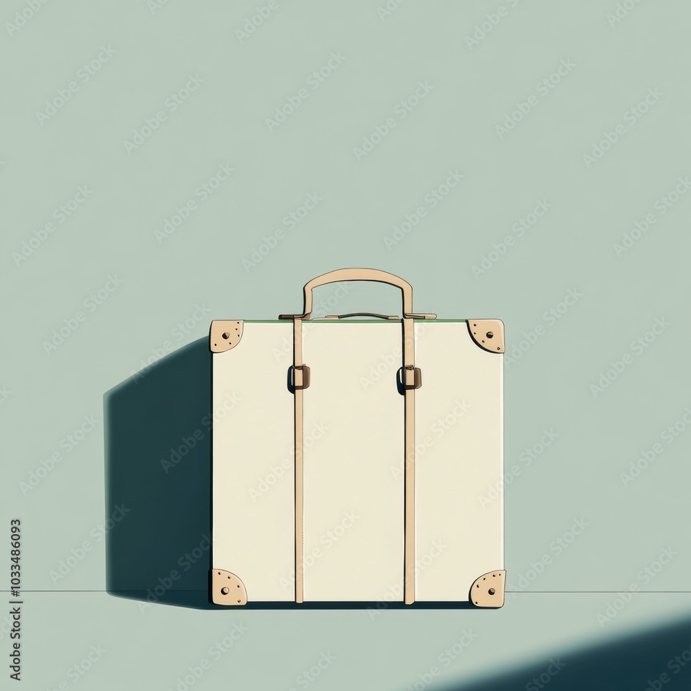 Poster this illustration features a simple suitcase with a handle, emphasizing its clean lines against a mu