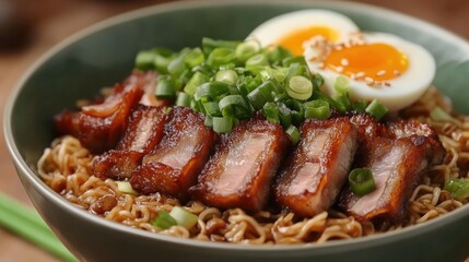 Delicious Ramen with Pork Belly and Soft-Boiled Egg