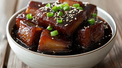 Delicious Braised Pork Belly with Green Onions