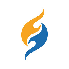 Naklejka premium Water and fire logo symbol
