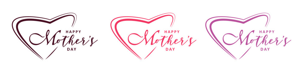 Abstract happy mother's day logo, happy  mother's day, love vector logo design, pink color, red color, black color logo design	

