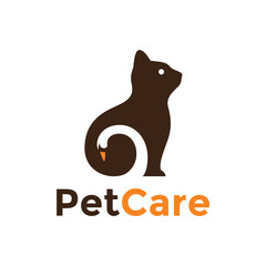 pet care cat logo design modern flat vector